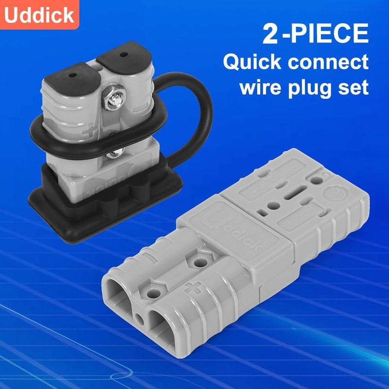 Uddick Battery Quick Disconnect Connecteur 600 V 50A, Grey, 50A with Covers 2PC - Image 2